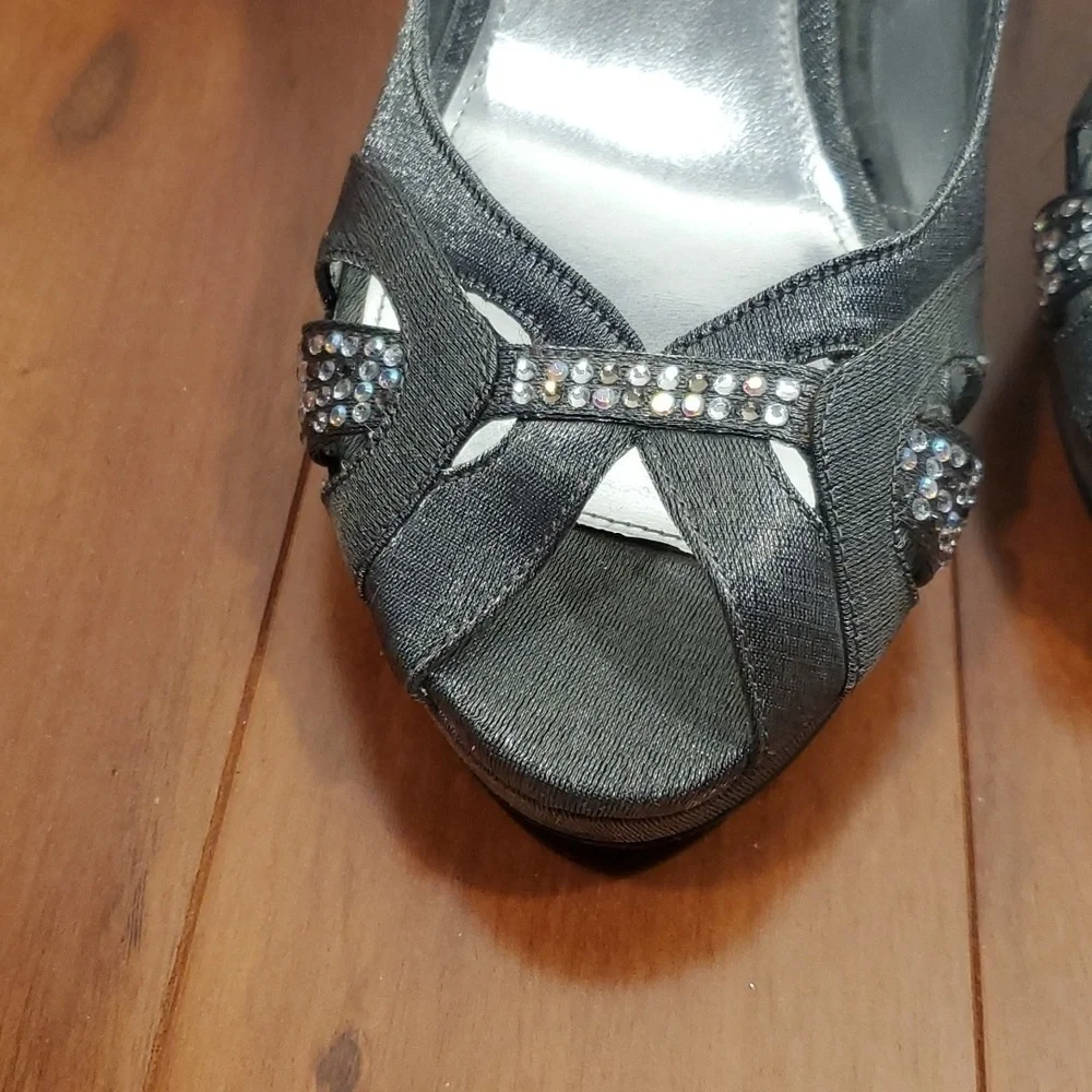 NINA Gray Peep Toe Platform Pumps Heels Shoes Women's 8.5 M